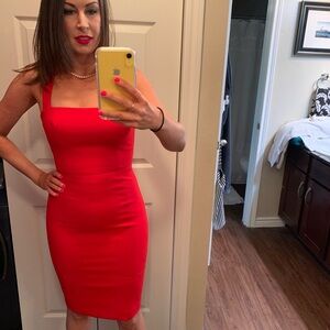 Likely Vibrant Red Midi Dress